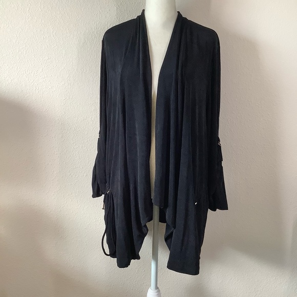 Chico's Jackets & Blazers - CHICO'S Travelers Black Cardigan Jacket Open Front Anorak Long Sleeves Slinky